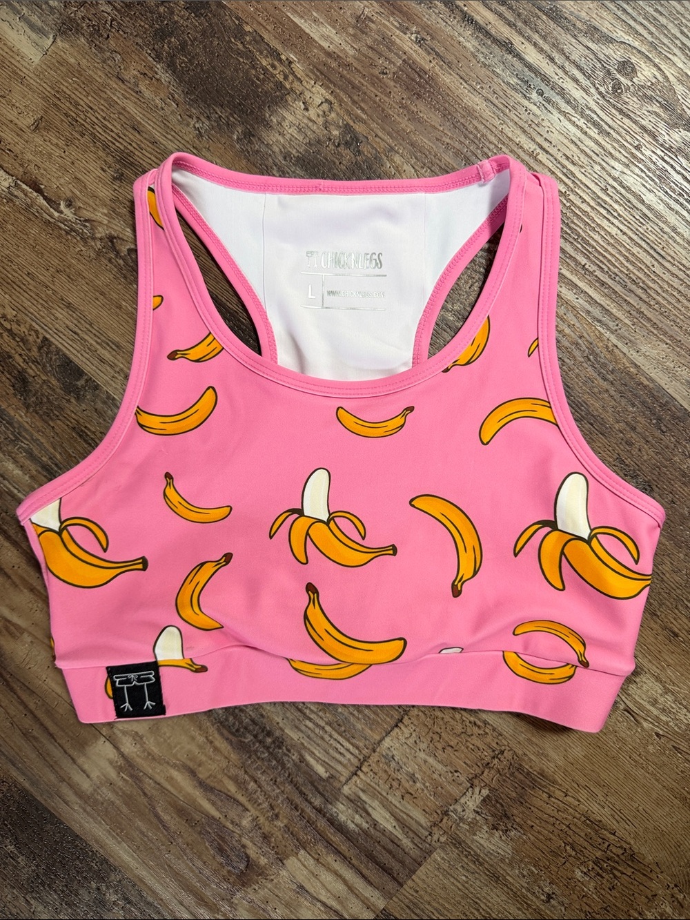 Chicknlegs Pink Bananas OG Sports Bra Size Large